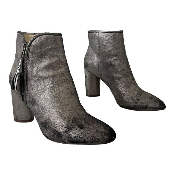Louise Et Cie Size 8.5 Zirelle Petrol Silver Nubuck Leather Ankle Booties - Picture 1 of 7